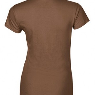 SKT040 chestnut 084 short sleeved women' s round neck collar t-shirt 76000L quick personal printed women' s tee breathable tshirts supplier price side view